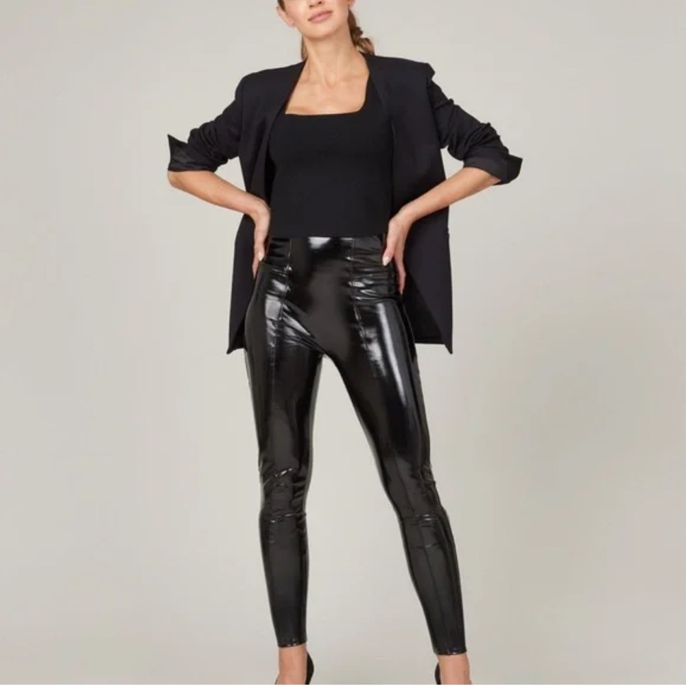 SPANX High-Shine Black Patent-Look Faux Leather Leggings